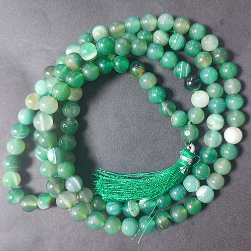 Green Banded Agate 4mm Mala
